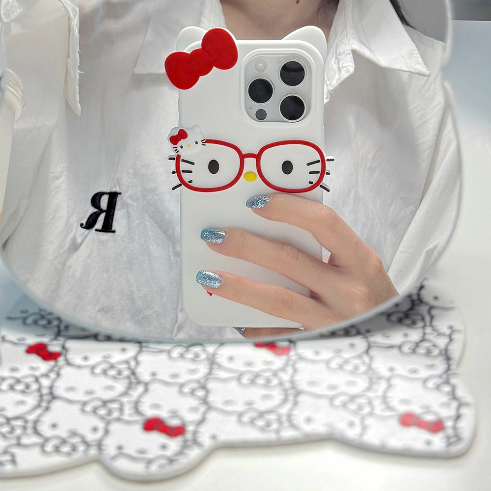 น่ารัก 3D การ์ตูนแว่นตา Hello Kitty นุ่มสําหรับ iPhone 11 12 13 Mini 14 15 16 17 Pro X XS Max 7 8 6 6S Plus XR 4S 5 5S ราคา ถูกที่สุด ดีลบีเคเค แกลเลอรีภาพที่ 8