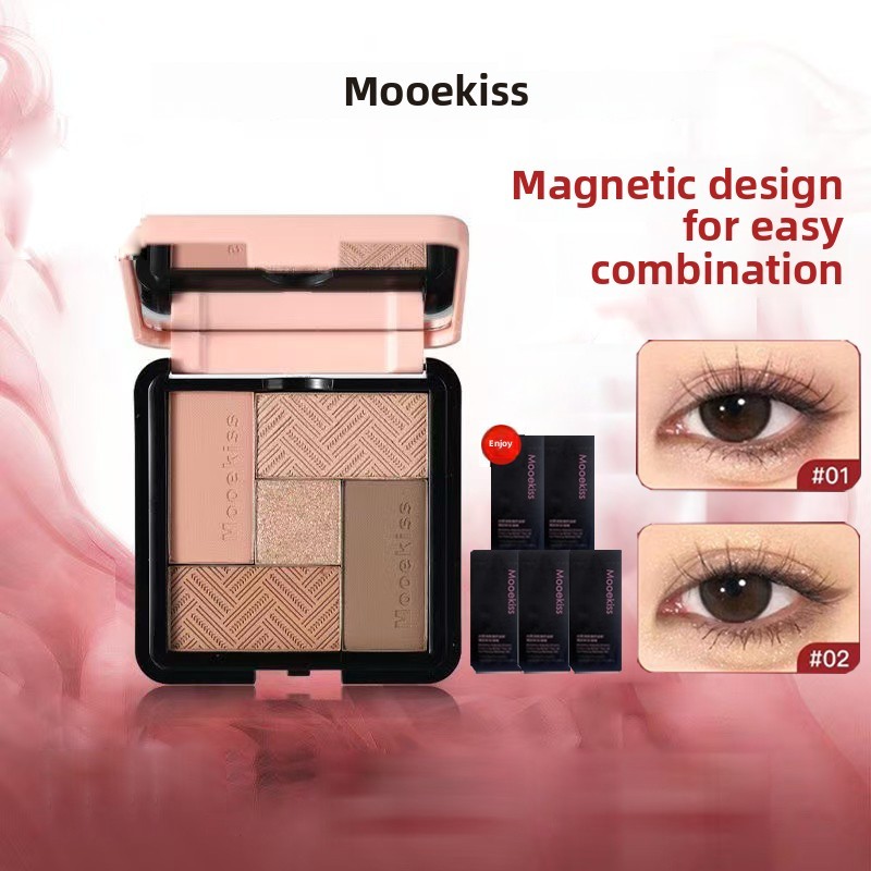 Mooekiss พาเลทอายแชโดว์ห้าสี Matte Highlighter Brown Sequins