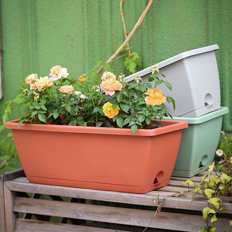 กระถางดอกไม้ พลาสติก สำหรับระเบียงป กระถางปลูกผัก บ้านและสวน square pot นิ้ว มี 8 สี