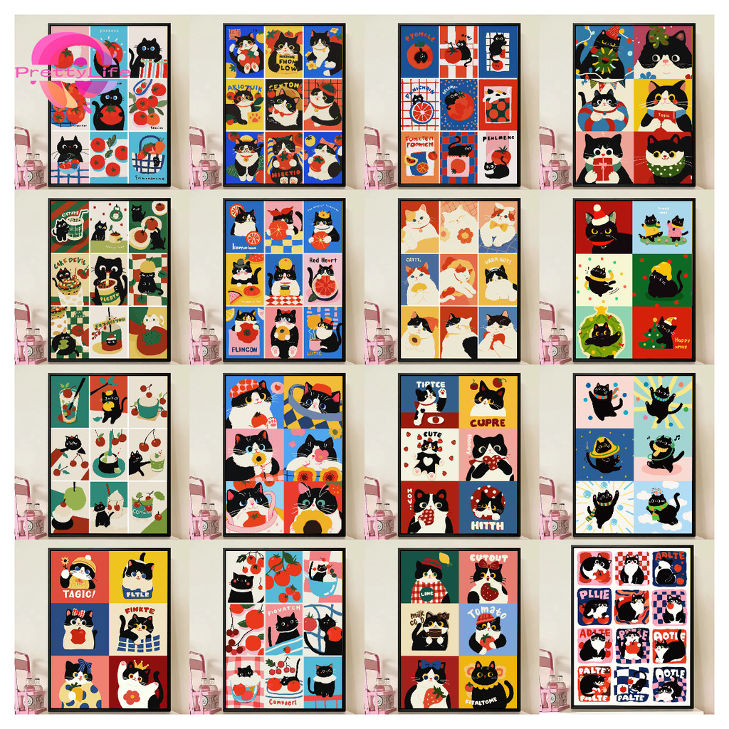 PLDopamine วัวลูกแมว 5D DIY ภาพวาดเพชร/ภาพสีน้ํามันดิจิตอลคริสตัลปักครอสติสเพชรเต็มโมเสคเพชรชุดเย็บปักถักร้อย Rhinestone ตกแต่งบ้าน 30x40 ซม.