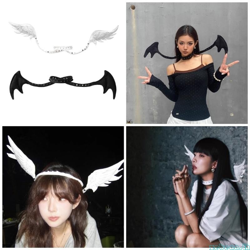 Zebeaath Double บุคลิกภาพ Angel Demons Wing สร้อยคอสําหรับอินเทรนด์ผู้ใหญ่ชุดลําลอง
