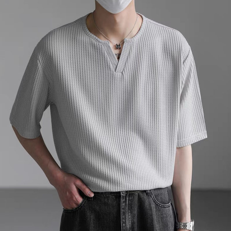 ผู้ชายหล่อเสื้อเชิ้ตสั้นระบายอากาศแขนสั้นเสื้อพื้นฐาน 3 สี