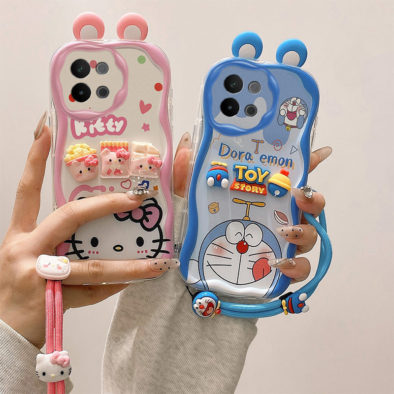 เคส Vivo Y28 4G Case Kuromi Cute 3D Ears cream edge Soft Phone Case TY-EDNY