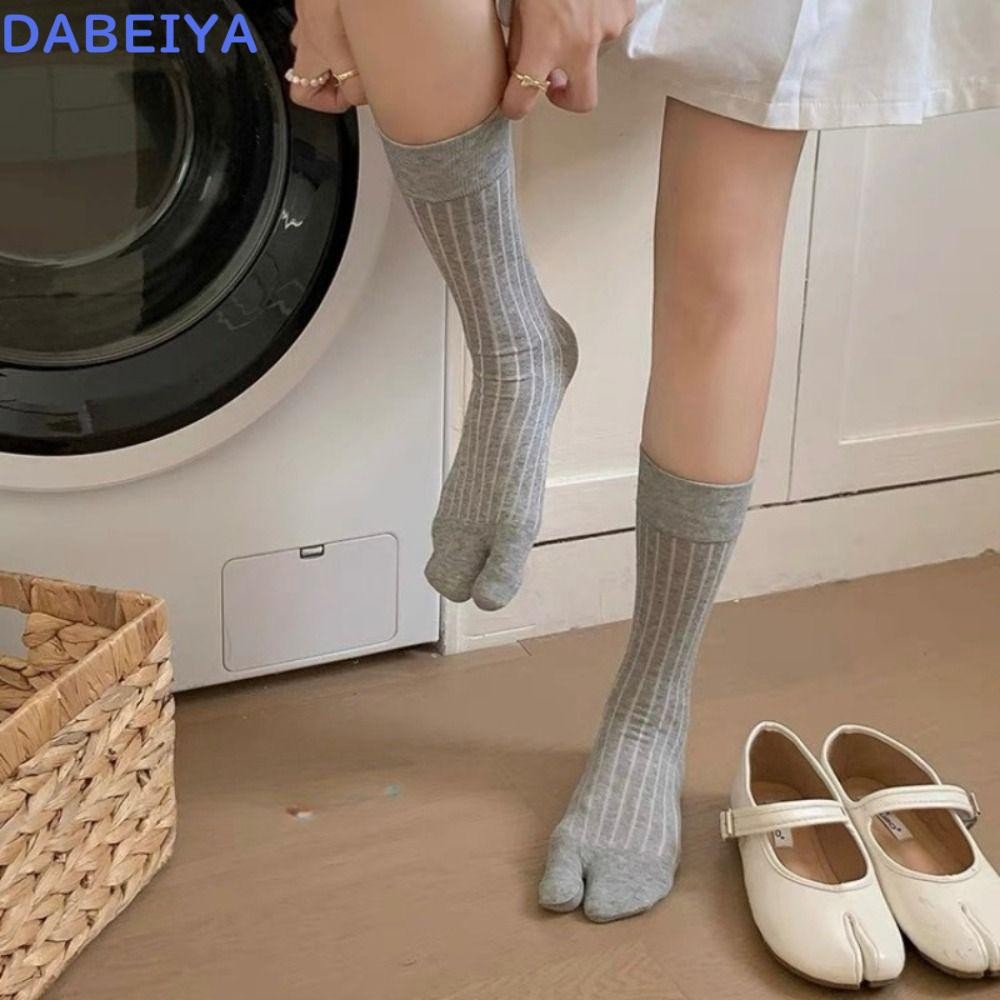 DABEIYA ถุงเท้าแยกนิ้วเท้า, ผ้าฝ้ายหวีนุ่มสองถึงถุงเท้า, สบายญี่ปุ่น Harajuku Stripe ถุงเท้า Tabi ผู้หญิง