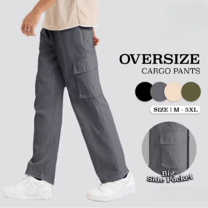 Oversize Khaki Multi-pocket Straight Cut Casual Men Long Couple Cargo Pants Seluar Panjang Lelaki Sl