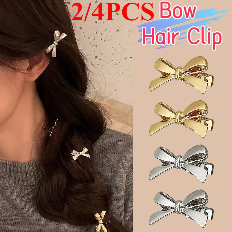 2/4PCS เกาหลีขนาดเล็กเงา Bow Tie ผม Claw คลิปสําหรับผู้หญิง Mini Crab ผม Clamps Headwear Accesories