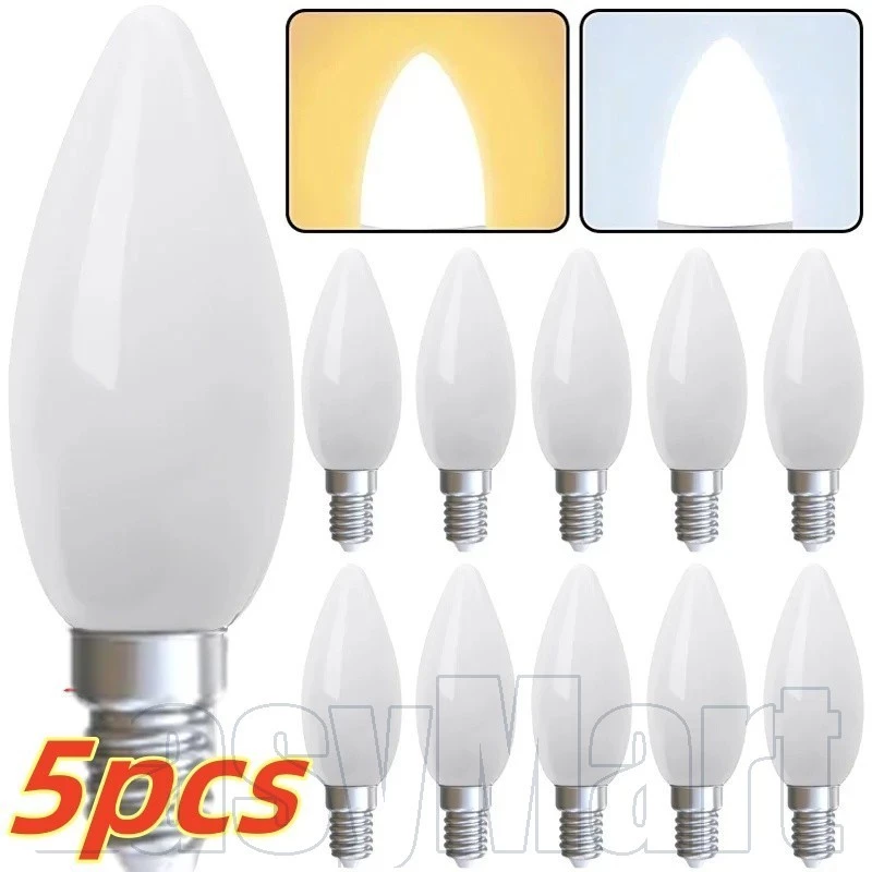 หลอดไฟ LED E12 E14 ประหยัดพลังงาน 1W 220V, การเปลี่ยนไฟตู้เย็นด้วย 360° ไฟส่องสว่าง ตัวเลือกแสงอบอุ่น/สีขาว (1/3/5ชิ้น)