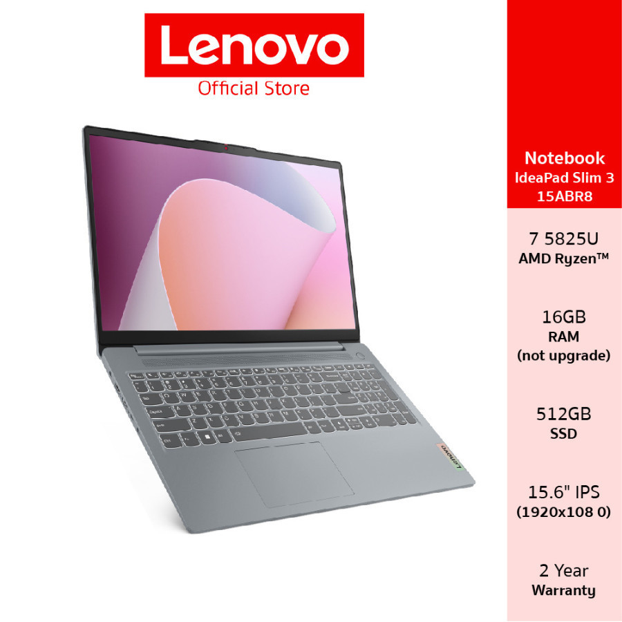 [ผ่อน 0%]Lenovo IdeaPad Slim 3 15ABR8(82XM00R1TA)Notebook Ryzen 7 5825U 16GB SSD 512GB 15.6" IPS
