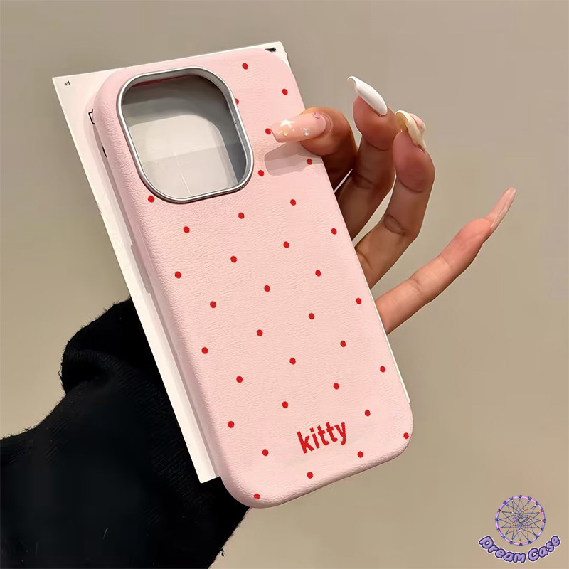 เคสไอโฟน 11 แฟชั่นจุดสีแดงจุดลูกแมวน่ารักนุ่ม สำหรับ IPhone 16 15 11 13 12 14 Pro Max 15 7 8 16 14 Plus XR X XS Max