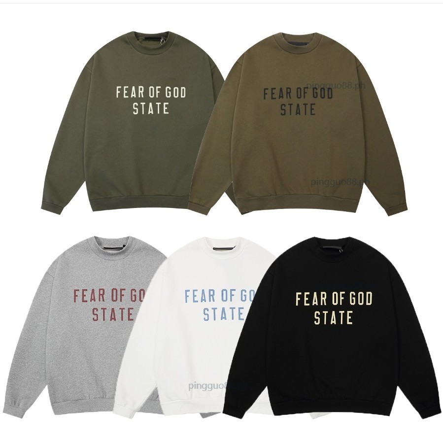 Fear of God Essentials Fall Back to School series Fleece Crewneck Logo พิมพ์เสื้อสเวตเตอร์แขนยาวคอกลมเสื้อสวมหัว