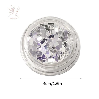 [maybeauty] 1 Jar Square Silver Nail Glitter เครื่องประดับ Minimalist และ Sparkling Light สไตล์สวมใส่เกราะตกแต่งวัสดุ {TH}