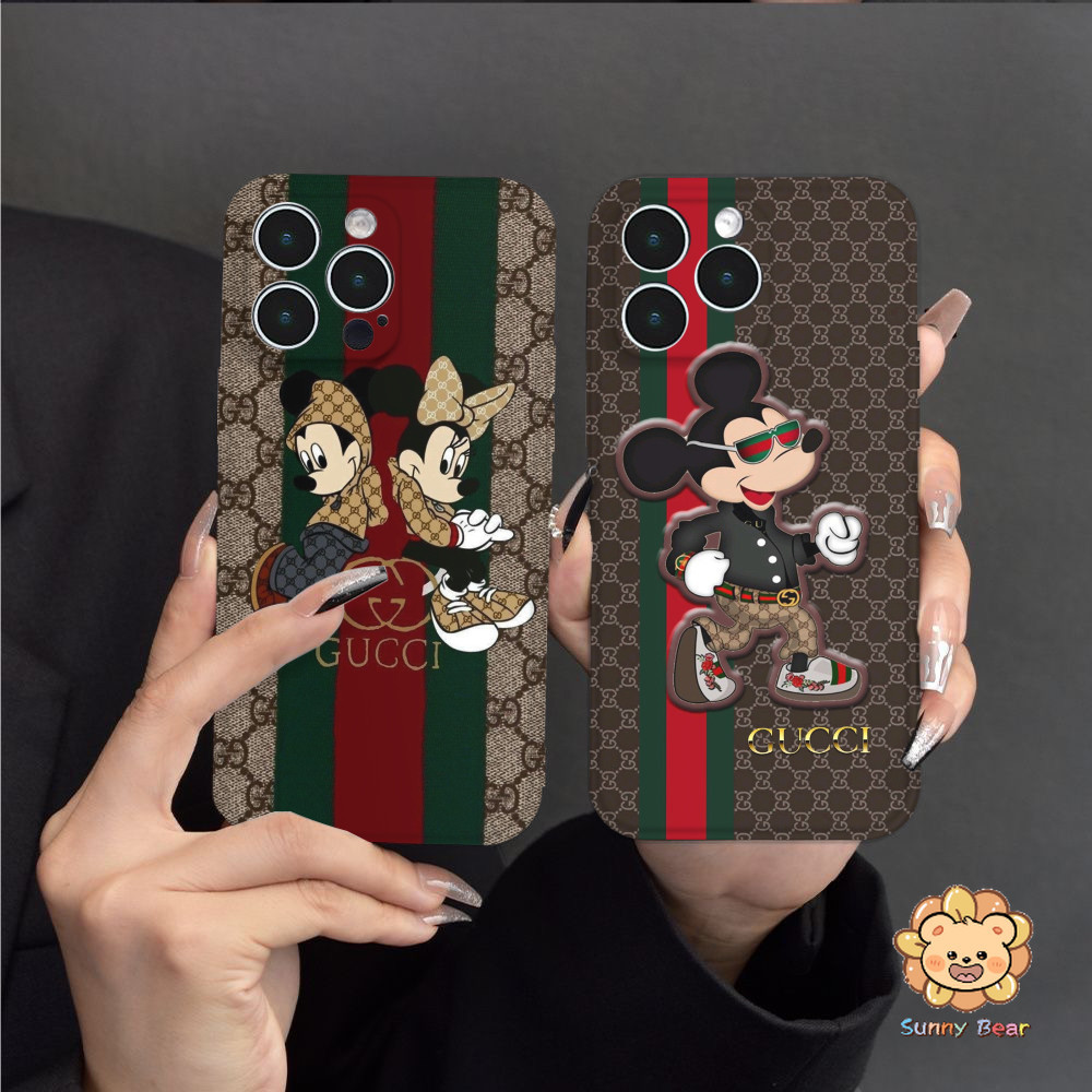 เคสโทรศัพท์iPhone 16 Pro Max การร่วมมือระหว่าง มิกกี้ เมาส์ และ GUCCIซิลิโคนเหลวโทรศัพท์มือถือกรณีfull-bodyป้องกันกันกระแทกtpuยางนุ่มสําหรับiphone 16 Pro Max 7plus 11 14 15 12 13 Pro Max 7 8 Plus XR XS