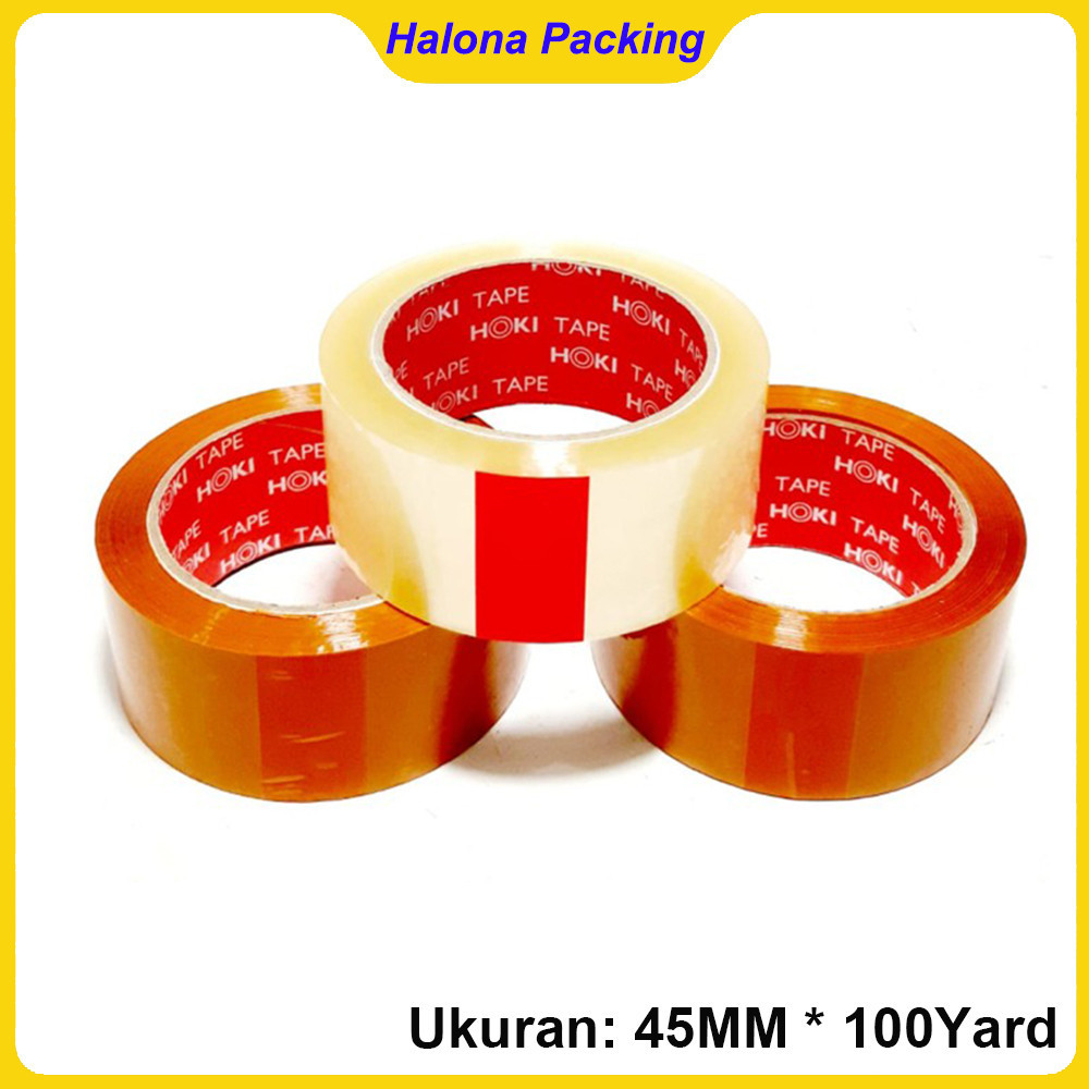 Putih 45 มม.x 100 หลา/120 หลาใส/สีน้ําตาลเทปท่อ HOKI สีขาวเทปกาวฉนวนกันความร้อนบรรจุกระดาษแข็งพลาสติ