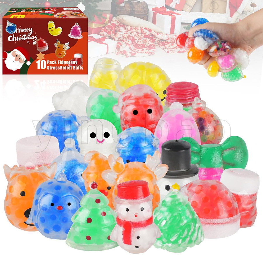 10 ชิ้นคริสต์มาสมินิความเครียดลูกของเล่น Squishy Squeeze Ball ของเล่นสําหรับความเครียดบรรเทาคริสต์มาส Stocking Stuffers Party Favors ของขวัญ