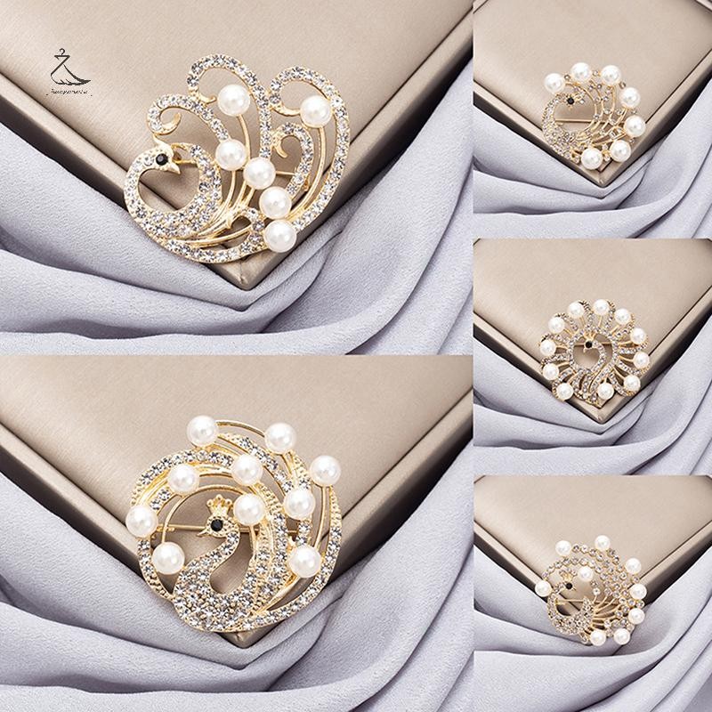 [HSSL] Pearl Rhinestone นกยูงสัตว์ Corsage เข็มกลัดคลาสสิกคริสตัลนกยูงเข็มกลัด Pins จัดเลี้ยงงานแต่งงานเครื่องแต่งกายเครื่องประดับ MCL7717
