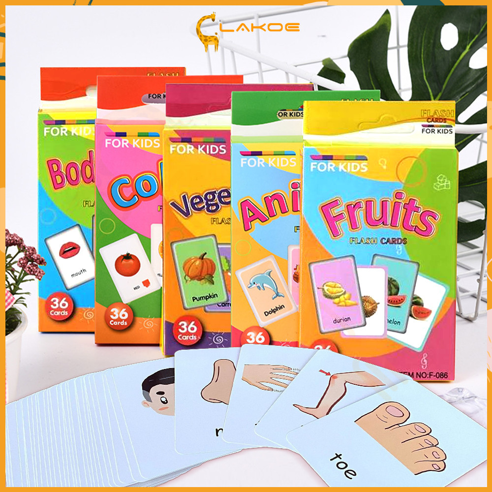 LAKOE flash card เด็ก แฟลชการ์ดเด็ก flashcard บัตรภาพคำศัพท์  #สัตว์#ผลไม้#ผัก#กขค สไตล์ที่หลากหลายให้เลือก