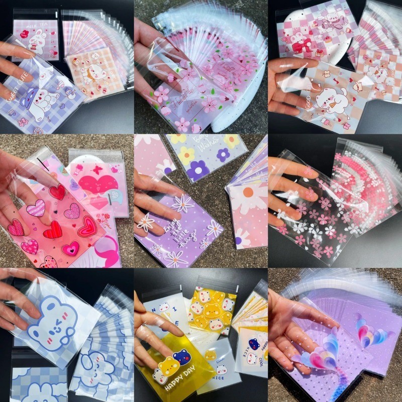100 ชิ้น/ถุงรูปแบบของขวัญ Opp Self-seaed กระเป๋า 10*10 + 3 ซม. Sea สไตล์ Crab ขอบคุณพิมพ์ Candy บิสกิตกระเป๋า