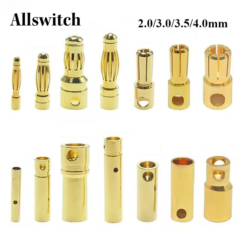 RC Gold Bullet Banana Connector ปลั๊กสําหรับ ESC Lipo RC แบตเตอรี่ 2.0/3.0/3.5/4.0 มม. 20/10 ชิ้น