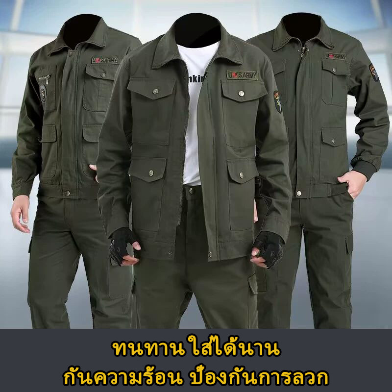 เสื้อทำงานผ้าฝ้ายทนทาน สำหรับงานก่อสร้าง ป้องกันความร้อน กันไฟ เหมาะสำหรับช่างเชื่อมและซ่อมรถ