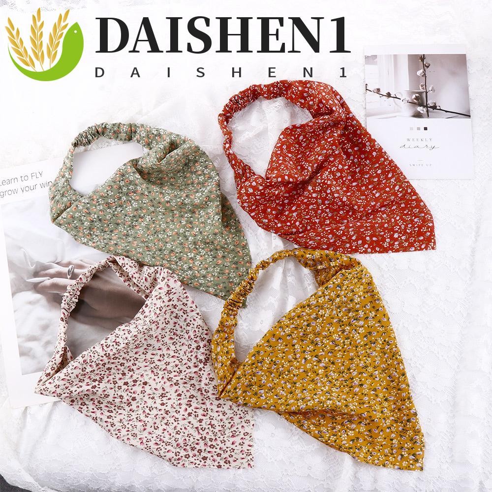 Daishen1 ที่คาดผม ผ้าพันคอ ผ้ายืด พิมพ์ลายดอกไม้น่ารัก สไตล์ยุโรปและอเมริกา เครื่องประดับผม