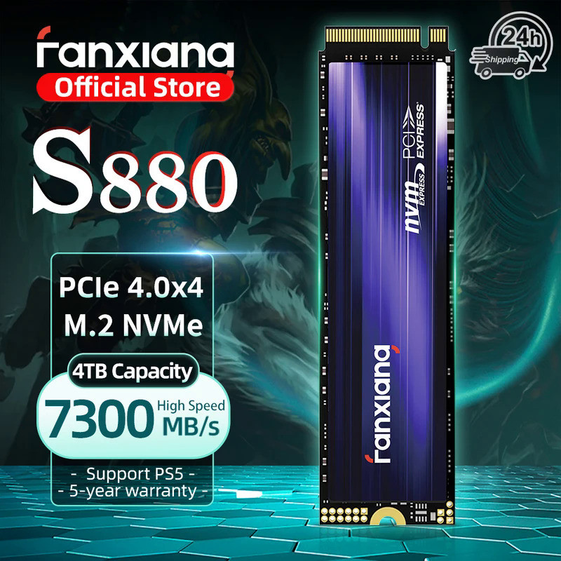 Fanxiang S880 M.2 SSD 7300MB/s 1TB/2TB/4TB M.2 NVMe SSD Drive PCIe 4.0x4 Hard Disk Internal Solid St