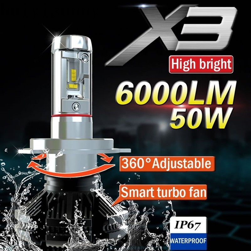 Hys X3 ไฟหน้า LED ZES ชิป h4 h11 h3 h1 h7 9005 hb3 9006 hb4