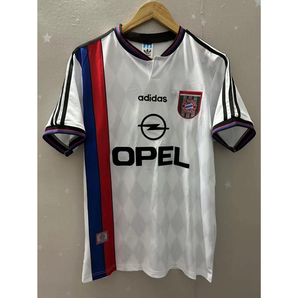 รูปแบบใหม่95-96 Bayern Munich KLINSMANN MATTHAUS คุณภาพสูง Away Retro Football Jersey เสื้อยืดที่กําหนดเอง