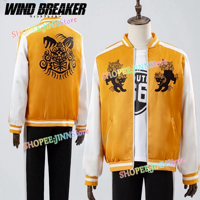 - Jinn - WIND BREAKER ชุดคอสเพลย์ Choji Tomiyama คอสเพลย์แจ็คเก็ต Shishitoren ชุดนักเรียนชุดอะนิเมะคอสเพลย์