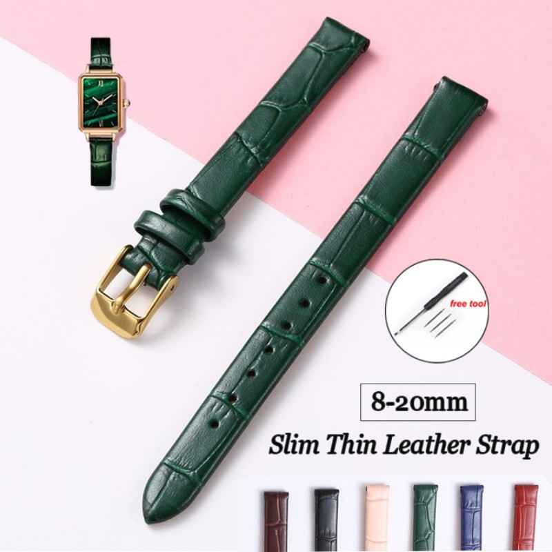 8/10/12/14/16/18/20 มม.สายหนังแท้แบบบางสําหรับ โลล่า ดอกกุหลาบ สายรัดข้อมือคลาสสิกสายนาฬิกาหนังลูกวัวผู้หญิงสุภาพสตรีสร้อยข้อมือบาง