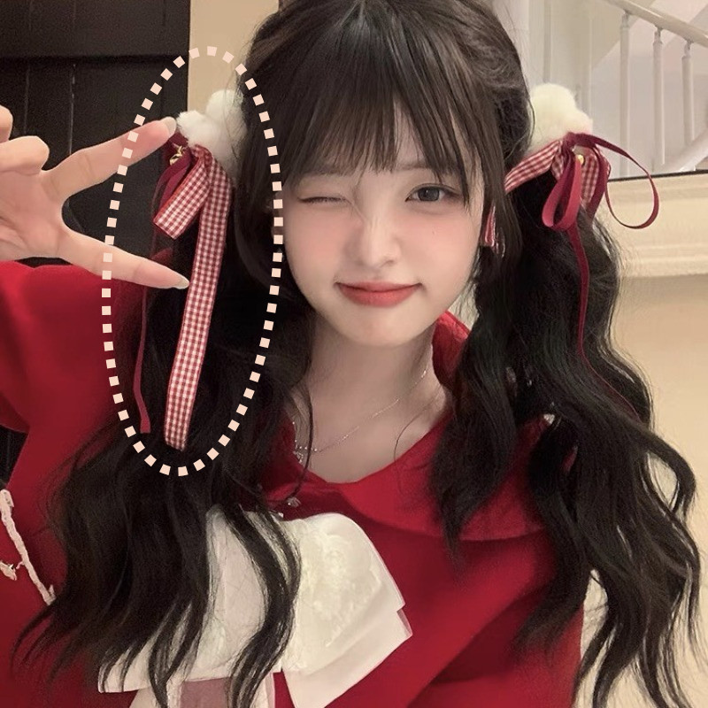 New Christmas Bow Bell Plush Hair เชือกหางม้าคู่ยางรัด Headrope ปีใหม่ Hairpin อุปกรณ์เสริมผมหมวก