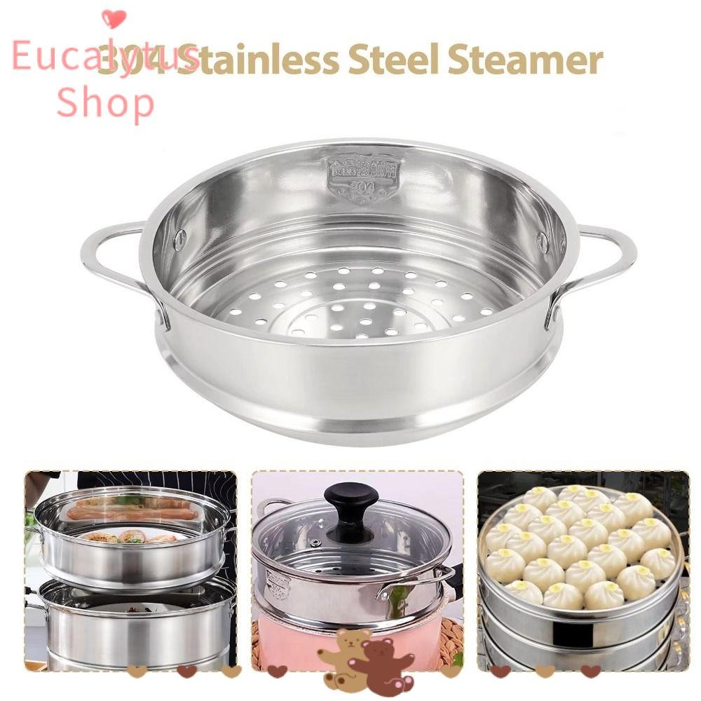 Eucalytus1 ตะกร้า Steamer, 304 สแตนเลสเครื่องมือทําอาหารในครัว Steam Rack, Generic มัลติฟังก์ชั่นพร้อมหูคู่หม้อ Steaming Grid