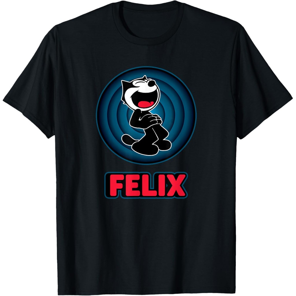 เสื้อยืดผ้าฝ้ายผู้ชาย Happy Felix Cat Cartoon Circle Retro Felix Cat Comics เสื้อยืด Fast Shipping 4