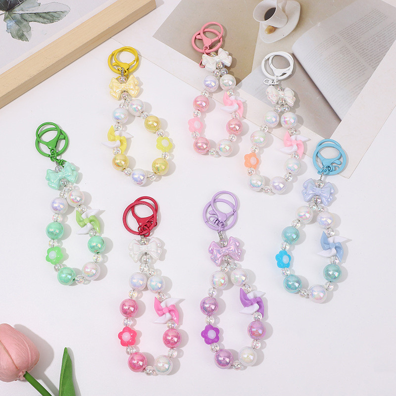 ในไทย-พร้อมส่ง พวงกุญแจ ประดับโบว์มุก ประดับลูกปัด สีแคนดี้ สไตล์เกาหลี นักเรียนสำหรับผู้หญิง เครื่องประดับแฟชั่น-Move