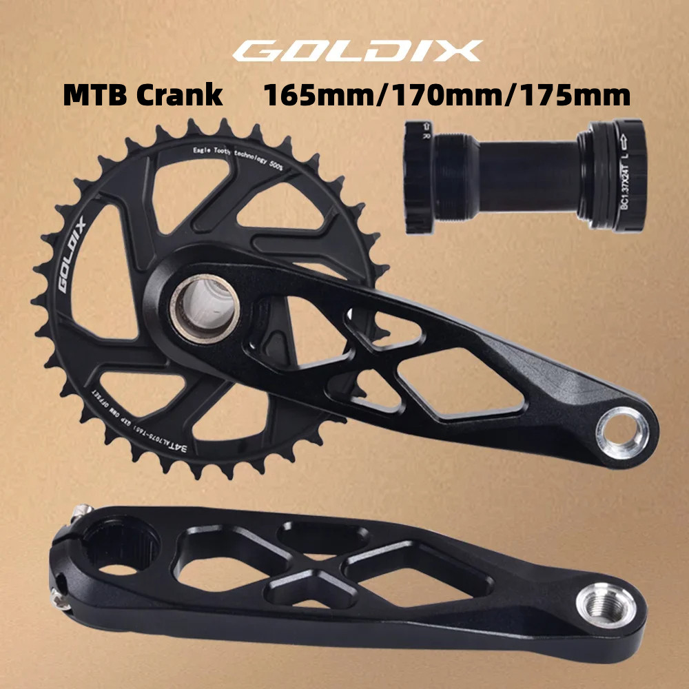 Goldix MTB จักรยาน Crankset CNC Hollow 165/170/175 มม.จักรยาน Crank 0 มม. Offset กว้างแคบฟัน Chainring 30/32/34/36/38T