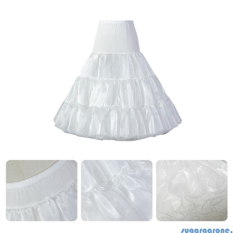 น้ําตาลผู้หญิง Vintage Petticoat กระโปรง Crinoline เงา Tulle ตาข่าย Lolita Puffy Underkirt