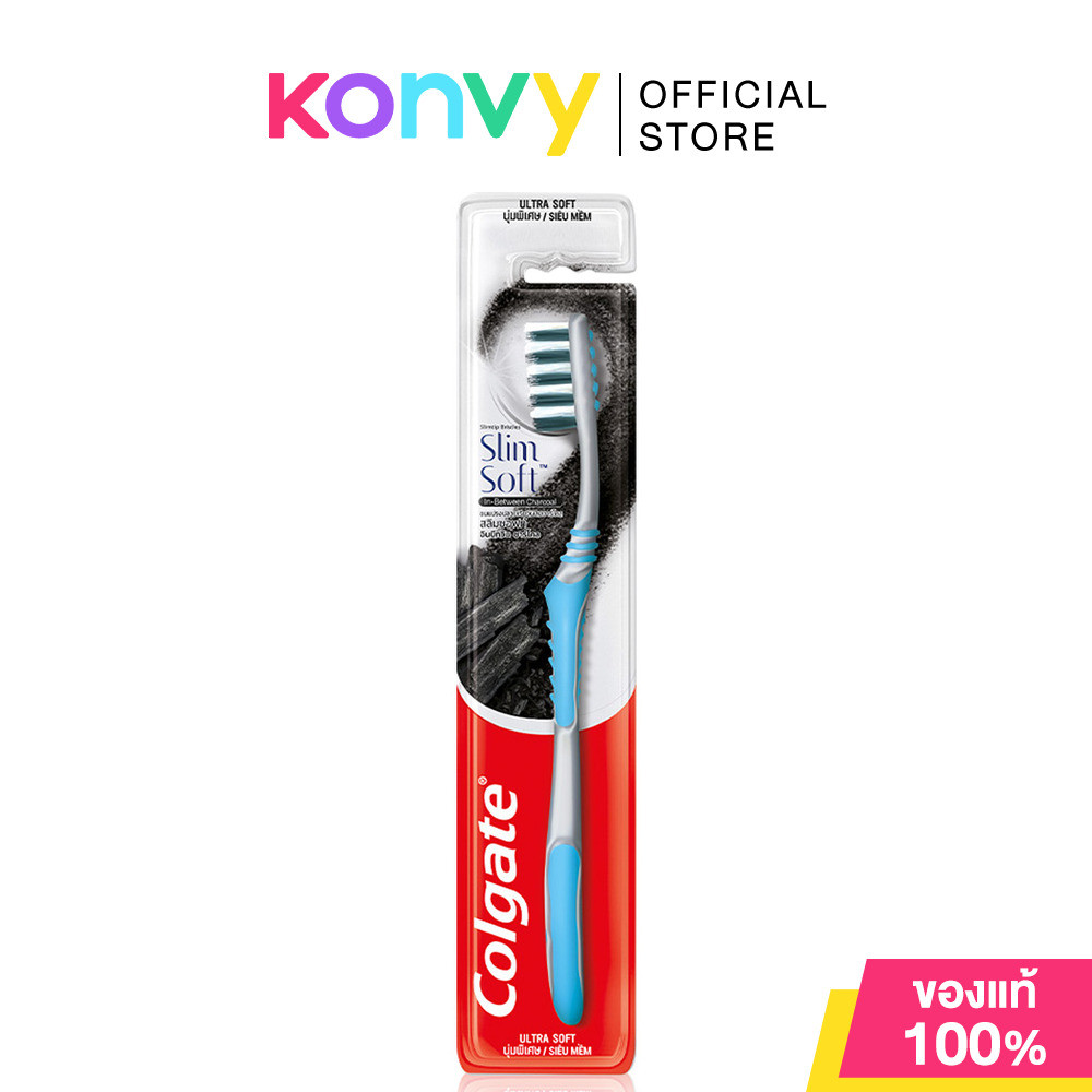 Colgate Slim Soft In Between Charcoal Toothbrush 1pc แปรงสีฟันคอลเกต สลิมซอฟท์ อินบีทวีน คลีน ชาร์โคล.