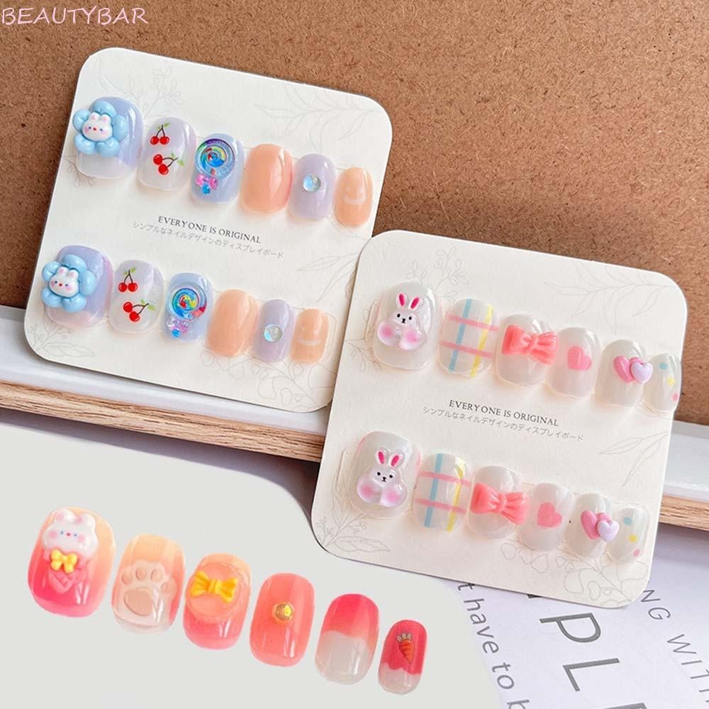 บิวตี้บาร์8เด็กเล็บปลอม,ดอกไม้กุทัณฑ์เด็กการ์ตูนเล็บปลอม,น่ารักสั้นสแควร์รูปเล็บอุปกรณ์คิตตี้แมวเด็กเล็บปลอมต่อของเล่นเด็ก