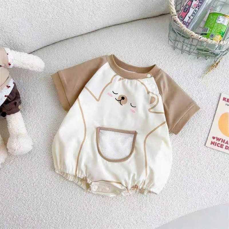 เด็กromperเสื้อผ้าฤดูร้อนแขนสั้นjumpsuitsเด็กทารกหญิงการ์ตูนหมีbodysuits 0-2ปีเสื้อผ้าเด็กOnesie