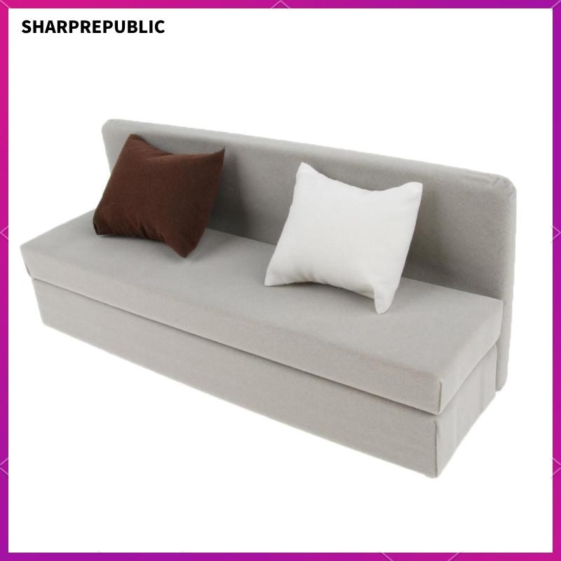 [Sharprepublic] 1/6 Scale อุปกรณ์ฉากโซฟาเก้าอี้ยาวสีสําหรับ 12 "Action Figure สีเทา