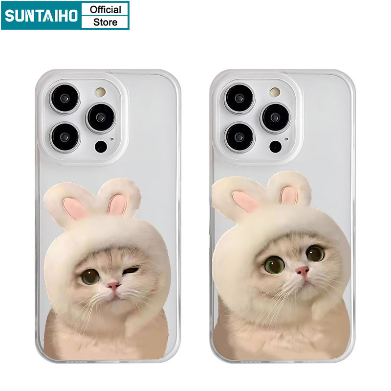 Suntaiho เคสไอโฟน ตลกน่ารัก Wink Cat รูปแบบ Clear Frosted สําหรับ Iphone 16 15 14 12 13 11 Pro Max IP 7 8 Plus Iphon X Xs XR Xs Max TPU ซิลิคอนนุ่มพรีเมี่ยมกันกระแทกปกหลัง