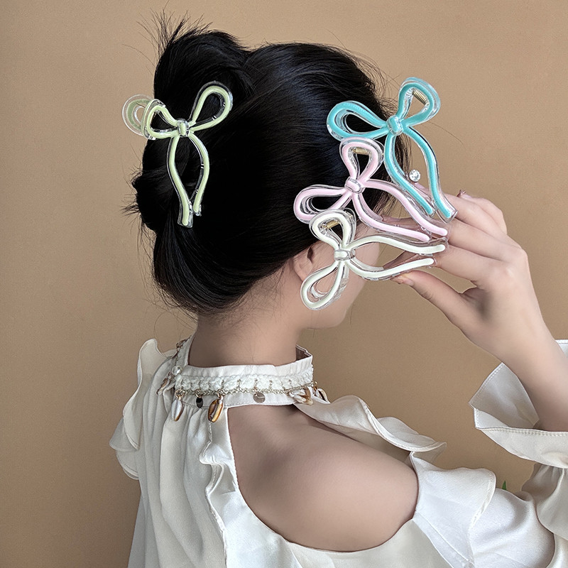 High End Jelly Colored Bow Double Layered Gradient กิ๊บติดผม Simple Sweet Ins สไตล์สีสัน Grip แถบคาดศีรษะ Accessor