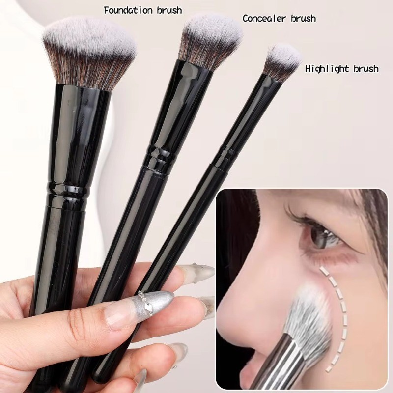 แปรงแต่งหน้าลาดชัน - ทํา ขึ้น แปรง - สําหรับใบหน้า, รองพื้น, แป้ง, คอนซีลเลอร์, บลัชออน - เครื่องมือเครื่องสําอาง - บางพิเศษ แม่นยํา ใยนุ