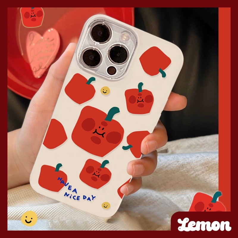 Lemon - เคสโทรศัพท์มือถือ แบบนิ่ม ลายการ์ตูนผลไม้ มันวาว สไตล์เกาหลี สําหรับ Apple 14pro 14promax 13 13pro 13promax 11 12 12pro 12promax XR XSMAX 7P 8P