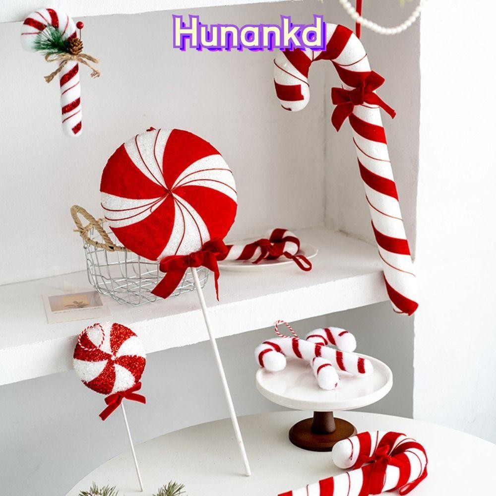 Huan จําลอง Candy Cane ตกแต่ง, โฟม Flocking สีแดงสีขาวคริสต์มาสกํามะหยี่แขวน, Candies Canes Xmas Flocking จี้กํามะหยี่