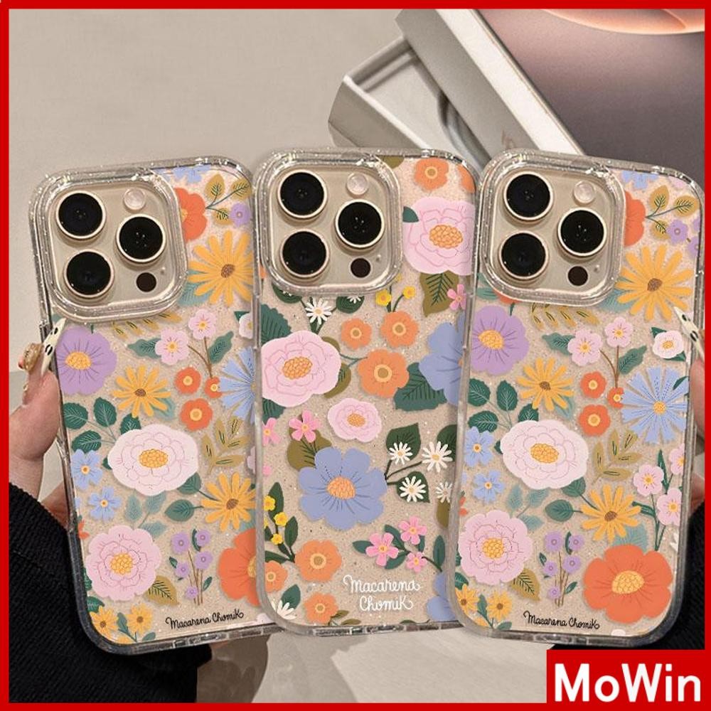 Movin - เคส iPhone 16 Pro Max iPhone 11 เคสใสแบบแวววาว TPU นุ่มสีสันสดใส ดอกไม้สีสันสดใสน่ารัก Compatible iPhone15 Pro max 14 13 12 Pro max XS XR 7 Plus 8 Plus
