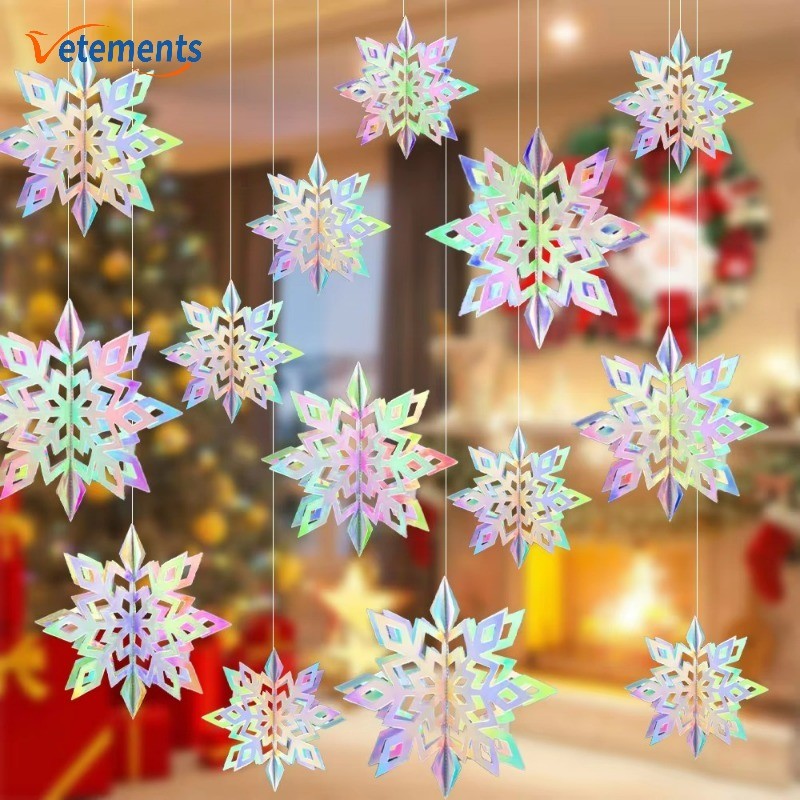 3d เกล็ดหิมะปลอม String - Christmas Party แขวนจี้ - ปีใหม่เครื่องประดับต้นคริสต์มาสหน้าต่าง DIY ตกแต่ง