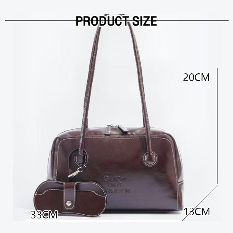 Amila กระเป๋าสะพายไหล่ผู้หญิงRetro Bowlingเวอร์ชั่นเกาหลีอเนกประสงค์Ins niche simple pu Bostonกระเป๋าสะพายแบบพกพาความจุขนาดใหญ่