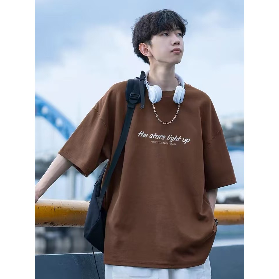(จัดส่งตลอด 24 ชั่วโมง)Woo Right เสื้อยืดสีน้ำตาล เสื้อสีพื้น คอกลม cotton100% ผ้าหนา อยู่ทรง unisex