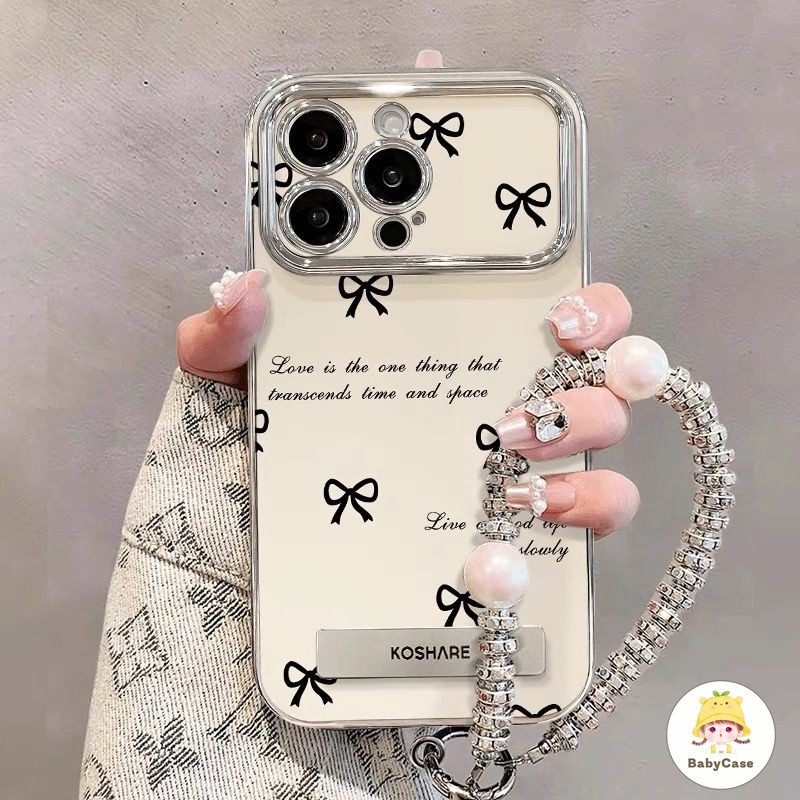 เคสไอโฟน 13 โรแมนติกโบว์ปมดอกไม้สด เคส สำหรับ IPhone 11 16 15 12 14 Pro Max 15 13 7 8 14 16 Plus X XR XS Max แผ่นไฟฟ้า