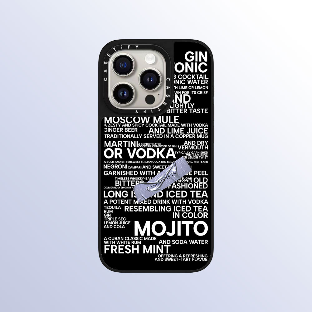 Casetify สีขาวภาษาอังกฤษเคสโทรศัพท์กระจกคุณภาพสูงเหมาะสําหรับ iPhone 16promax 16pro 16 plus 15 promax 14 promax 15 pro 14 pro 13 pro 12 แฟชั่นป้องกันการตกเคสแข็ง
